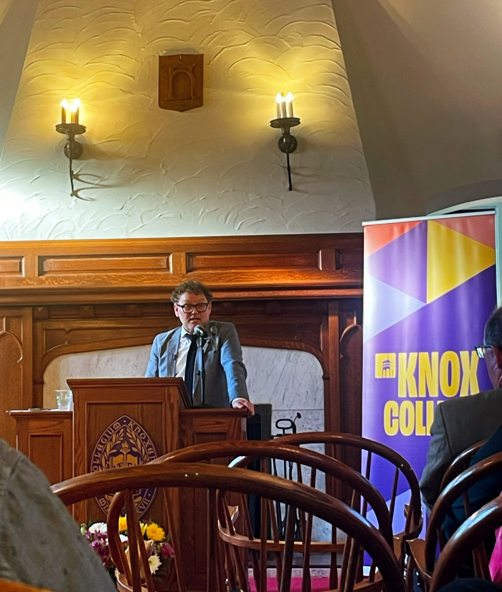 Professor George Thomas presenting inside Seymour Library for Constitution Day