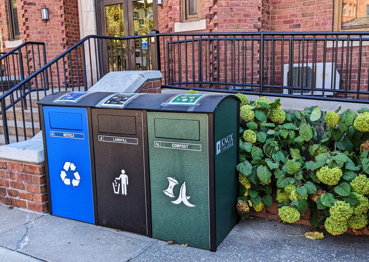 The new three way waste system bins on campus