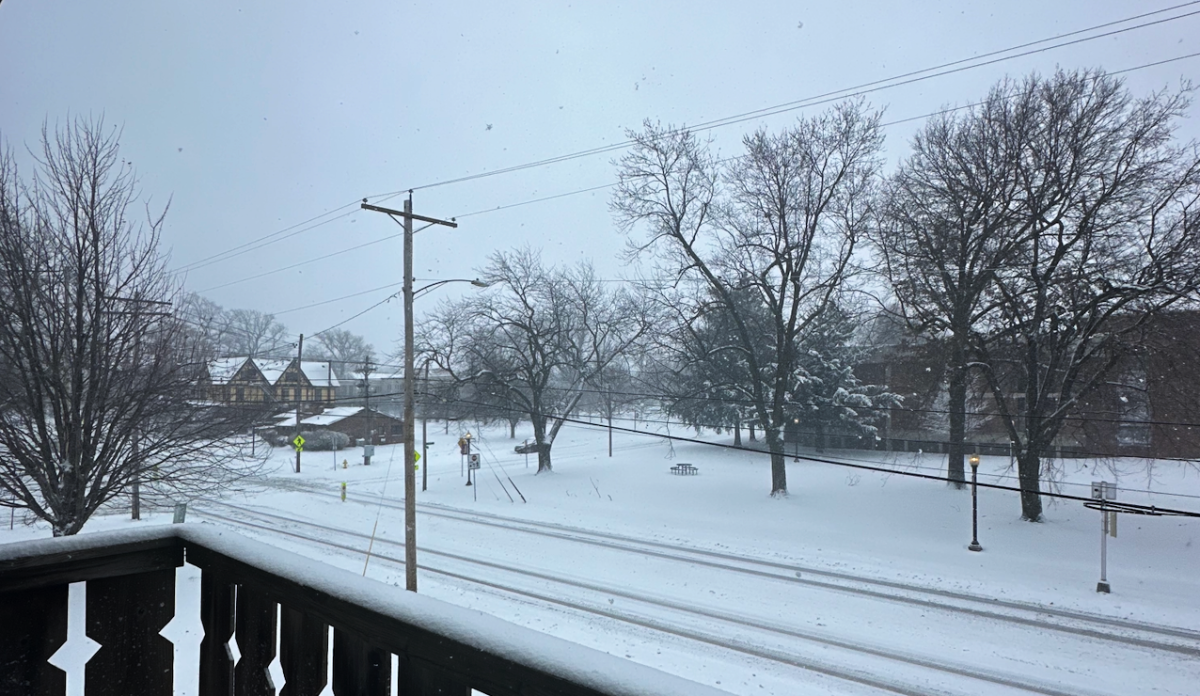 Campus covered with snow